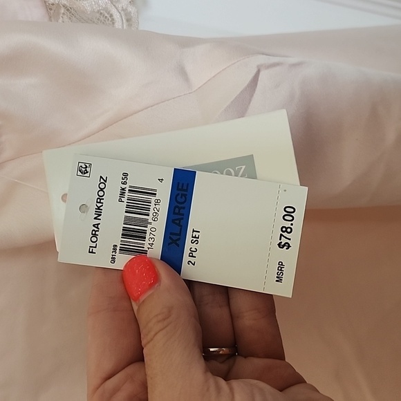 NWT Flora Nikrooz 2 Piece Set Pink Lace Pajamas Sleepwear Lingerie Size XL​ - Picture 3 of 9